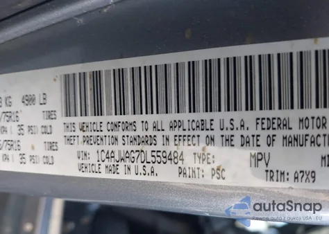 2013 Jeep Wrangler Sport из США, поврежденный, VIN 1C4AJWAG7DL559484